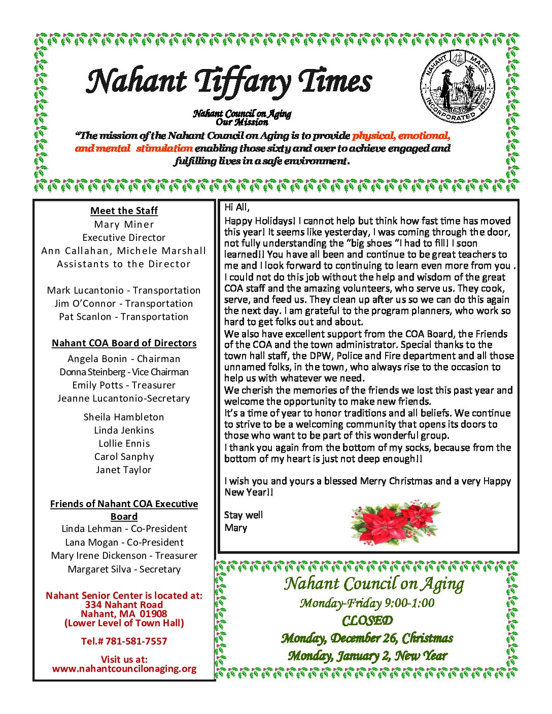 Tiffany Times Newsletter Archives